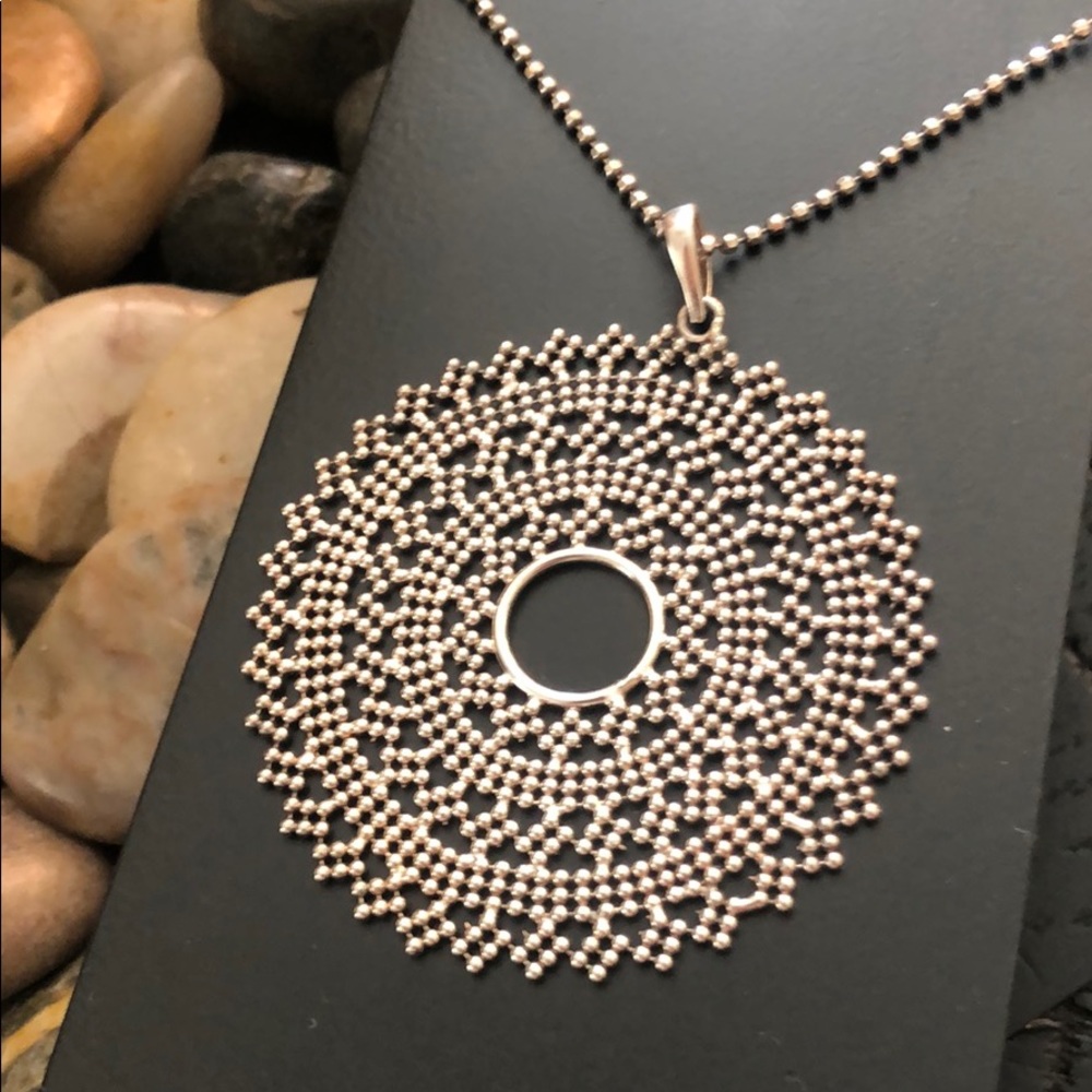 925 Italy round beaded silver necklace